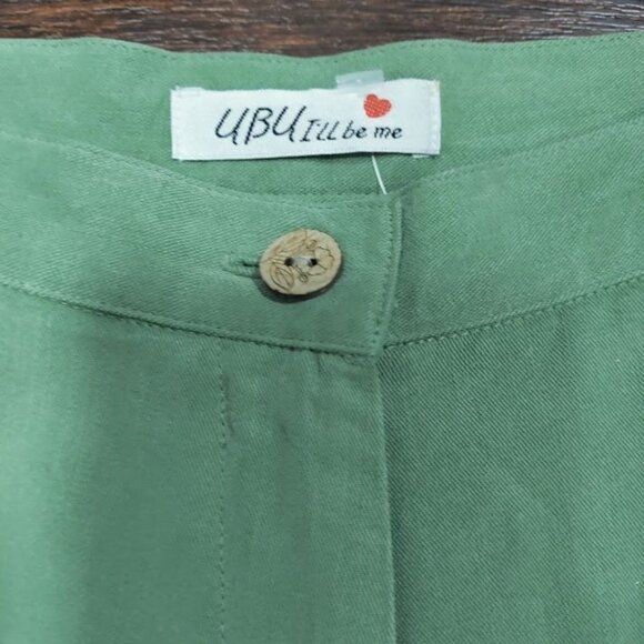 NWOT UbU I'll Be Me Lagenlook Artsey Boho Hippie Tencel Trouser Pants Green M/30 - Picture 6 of 11